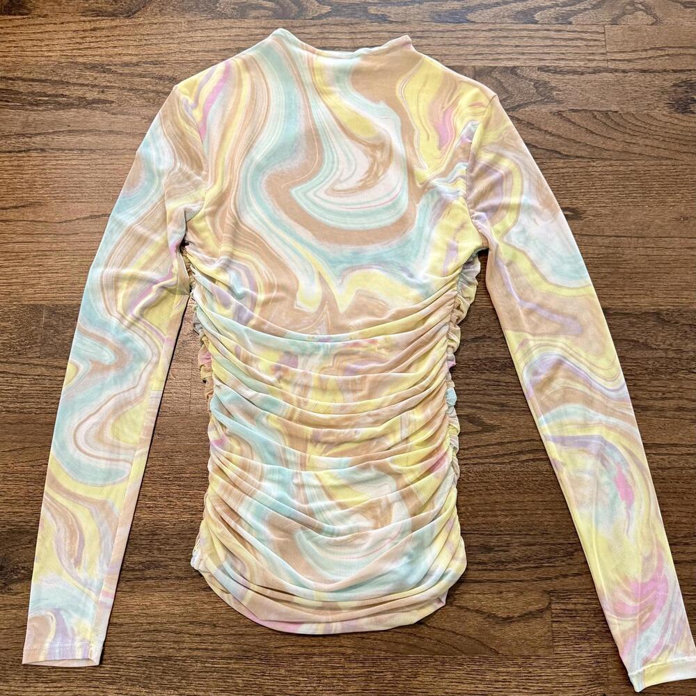 AFRM Pastel Swirl Long Sleeve Top in Yellow, Pink & Blue